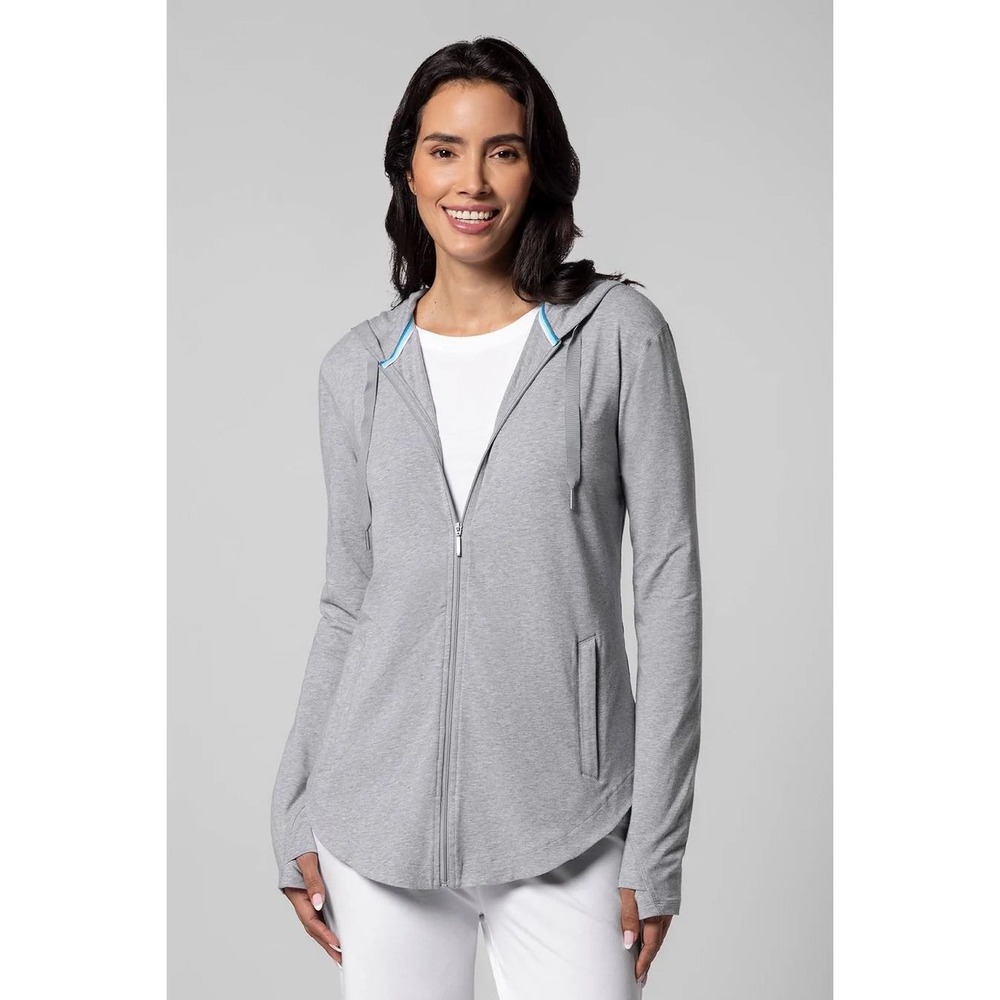 Coolibar Womens Lumaleo Zip-Up Hoodie Size S Gray UPF 50+ Sun Protection 10436